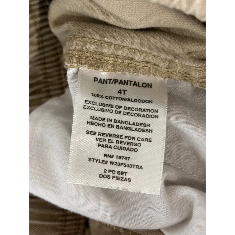 Wrangler Khaki Joggers & Carters Camo Fleece Pants Set Boys 4T W23F543TRA